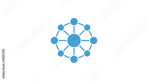 Blue Network Connection Node Icon.
