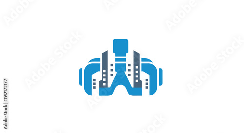 Blue robotic head illustration design.