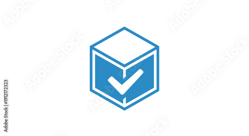Blue cube with white checkmark.
