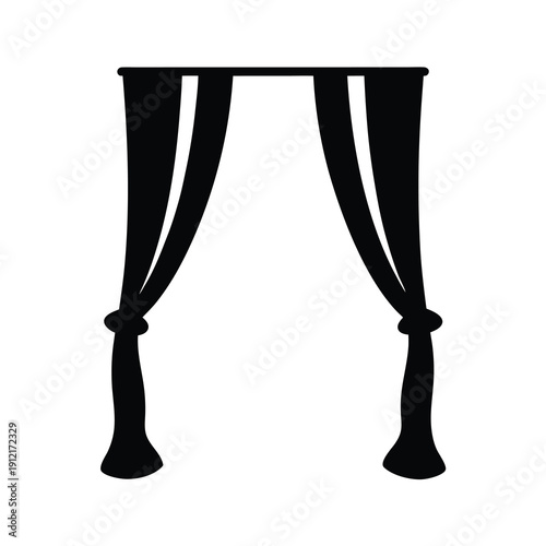 Simple and elegant black silhouette of a tied back curtain design element