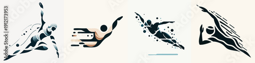 Minimalist Water Sport Illustration of a Swimmer