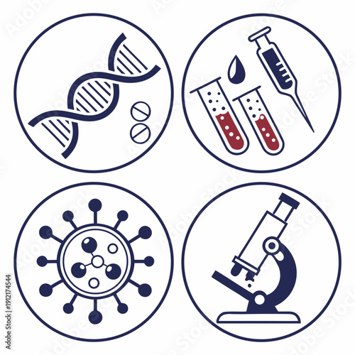 Medical and scientific icons for health and research purposes Vector