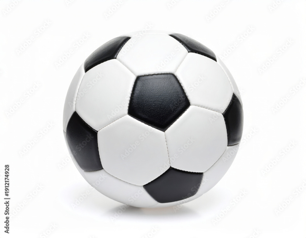 Fototapeta premium Soccer Ball in Goal Net on White Background, Football Scoring Game Illustration