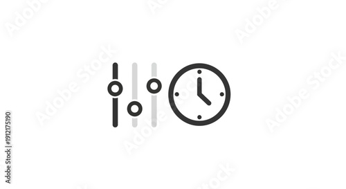 Clock and clock hands on white background.