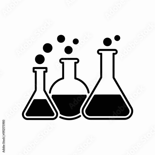 A simple black and white illustration of laboratory equipment beakers
