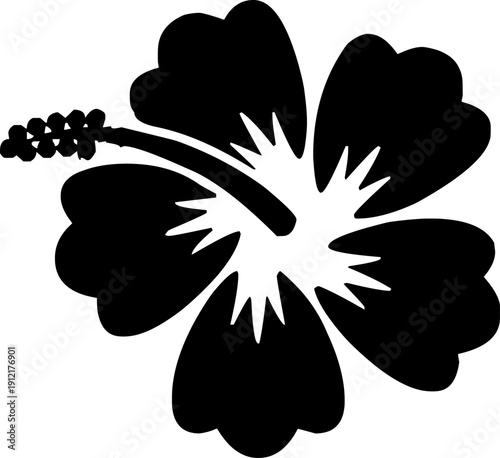 tropical hibiscus flower silhouette vector icon for summer floral design