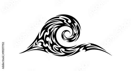 Tribal wave tattoo design black ink 1.