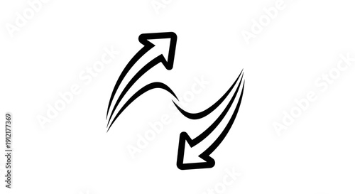 Two Curved Arrows Facing Each Other Symbol.