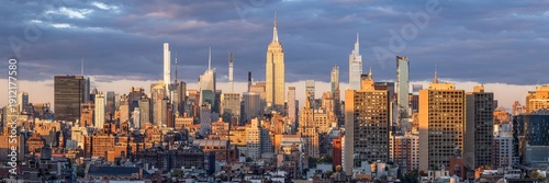 Midtown Manhattan skyline at sunset, New York City, USA