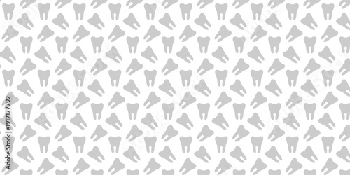 Cute seamless pattern background with outlined teeth for dental, oral care medicine design