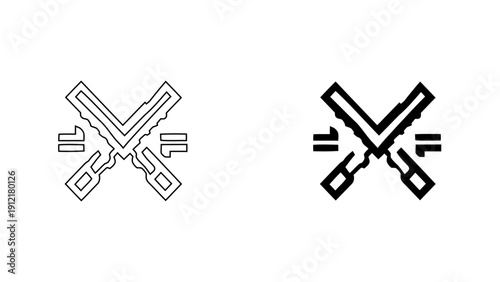 Power Supply Connector Icon for Electronic Hardware and Battery Terminals, Electrical Power Management Vector Illustration in Minimalist Outline and Glyph Style