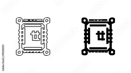 Fingerprint Scan Icon for Biometric Identity and Cybersecurity Authentication, Digital Security Touch ID Vector Illustration in Minimalist Outline and Glyph Style
