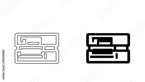 Digital Server Data Center Icon for Cloud Computing and Network Storage, Database Infrastructure Vector Illustration in Minimalist Outline and Glyph Style