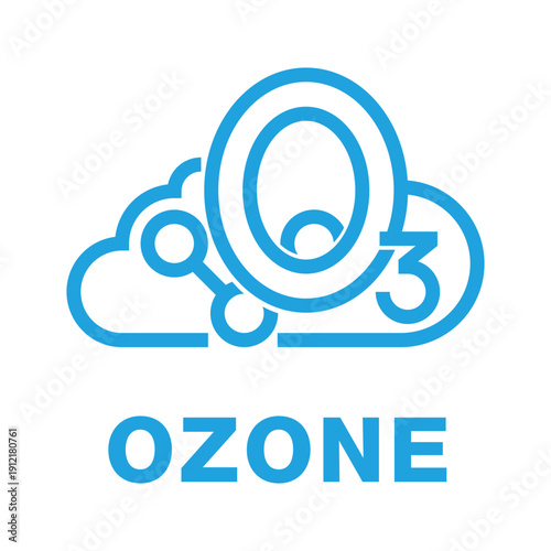 Ozone O3 flat icon in bold line, greenhouse gas concept