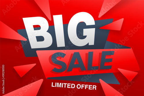 Big sale catchy banner, limited offer with burst effect