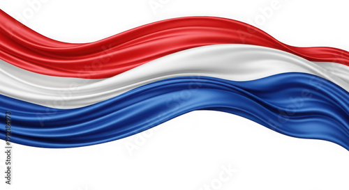 Dutch flag isolated on transparent background with red white and blue colors