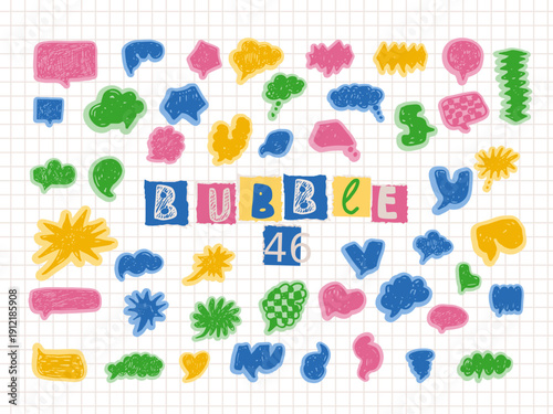 Colorful hand drawn speech bubbles set for comic book design and social media storytelling