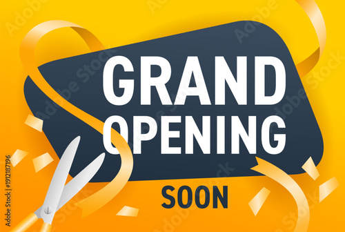 Tableau sur toile Grand Opening catchy banner - Ribbon cutting Scissors