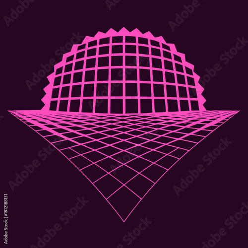 Distorted grid shapes isolated. Retrofuturistic warped mesh grid. Curved mesh abstract elements. Retro punk design element. Vector curve surface background.