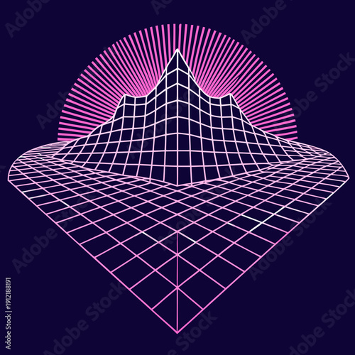 Distorted grid shapes isolated. Retrofuturistic warped mesh grid. Curved mesh abstract elements. Retro punk design element. Vector curve surface background.