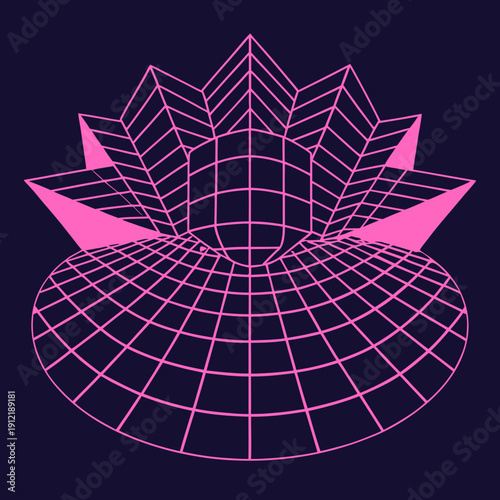 Distorted grid shapes isolated. Retrofuturistic warped mesh grid. Curved mesh abstract elements. Retro punk design element. Vector curve surface background.