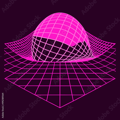 Distorted grid shapes isolated. Retrofuturistic warped mesh grid. Curved mesh abstract elements. Retro punk design element. Vector curve surface background.