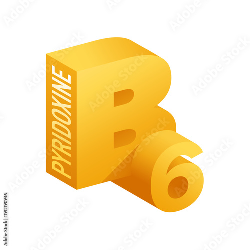 Vitamin B6 Pyridoxine Isometric 3D Emblem
