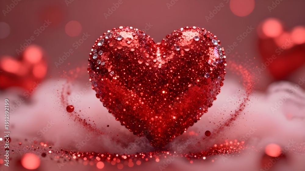 Obraz premium Red heart with glitter