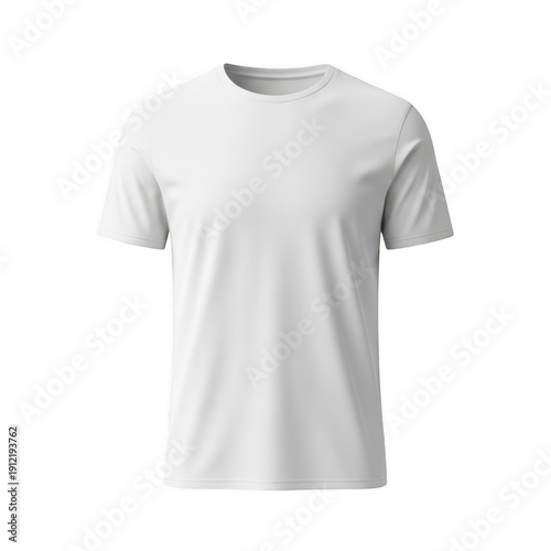 A white t-shirt on a plain white background