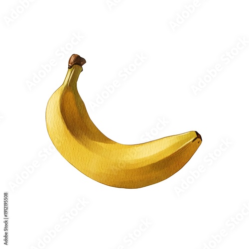 Banana on a white background showing its natural shape and bright color