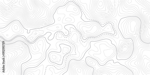 Abstract topo contour map on white background, Topographic map Topographic contour lines map seamless pattern. Rendering abstract illustration.