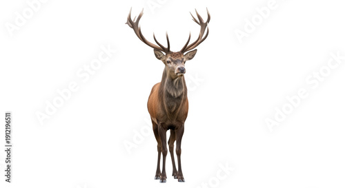 Red deer stag standing isolated on transparent background