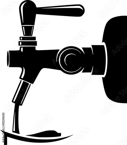 Beer tap dispenser silhouette for pouring draft beer or other beverages
