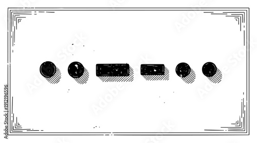 Vintage morse code symbols dots and dashes inside decorative border frame