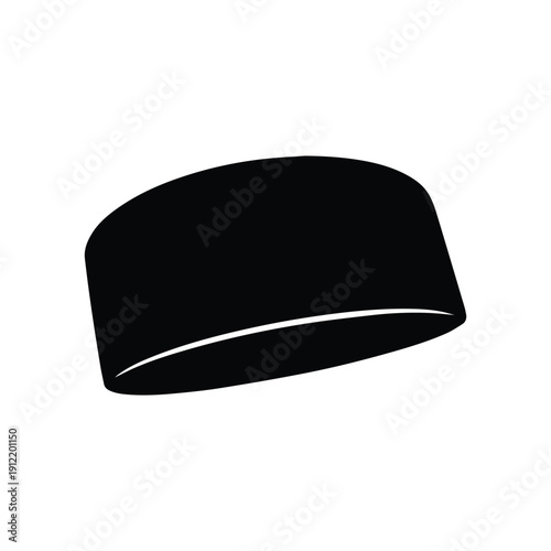 Black silhouette Islamic prayer cap icon isolated on white background