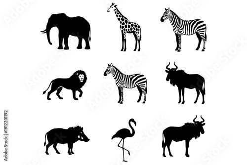 Safari Wildlife Silhouettes – Antelope Black Vector Art