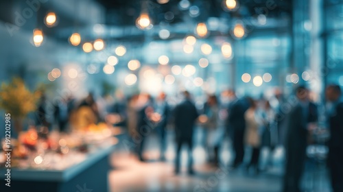 Wallpaper Mural Networking Event: A blurry, atmospheric shot of a networking event, filled with elegantly dressed individuals engaged in conversations, fostering connections, and cultivating potential collaborations. Torontodigital.ca