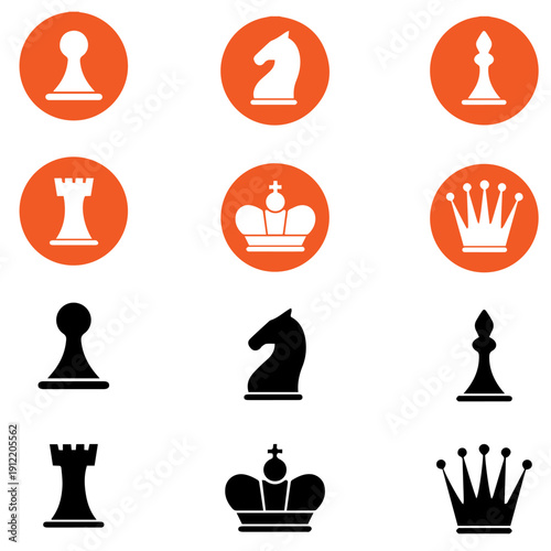 Chess pieces vector illustration for board game design asset