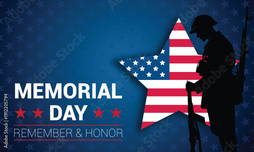 Memorial Day Tribute Soldier Silhouette with American Flag 