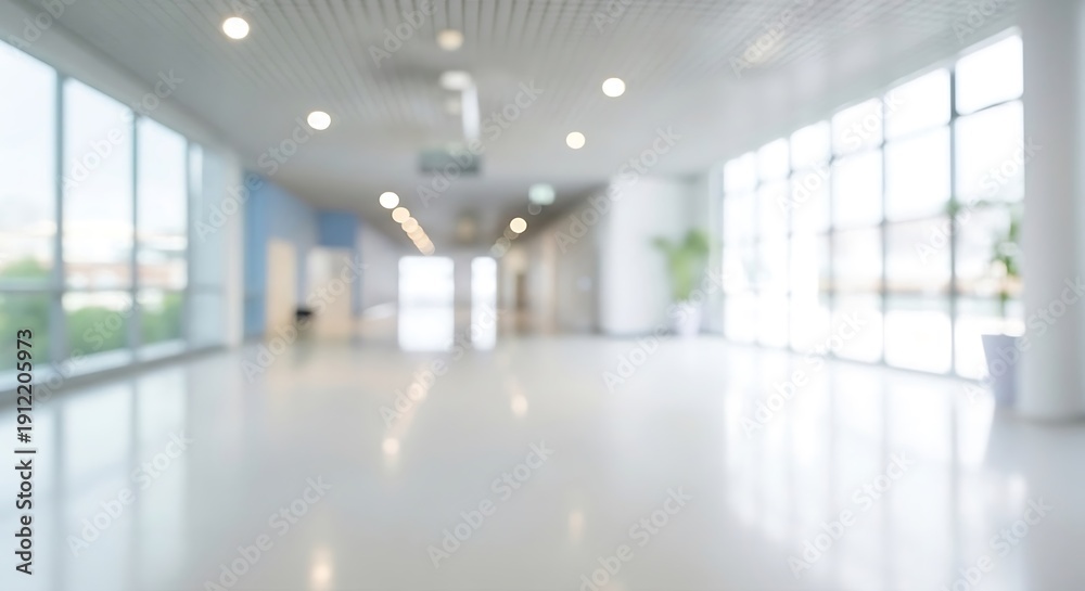 Fototapeta premium modern office interior with large windows and shiny floor