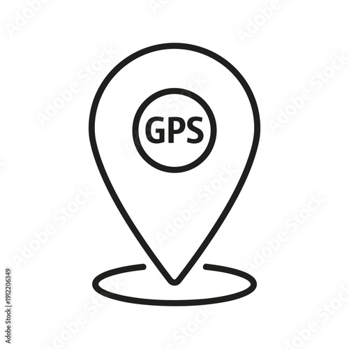 Location pin icon displays the text GPS inside a circular element within the teardrop shape representing map navigation.