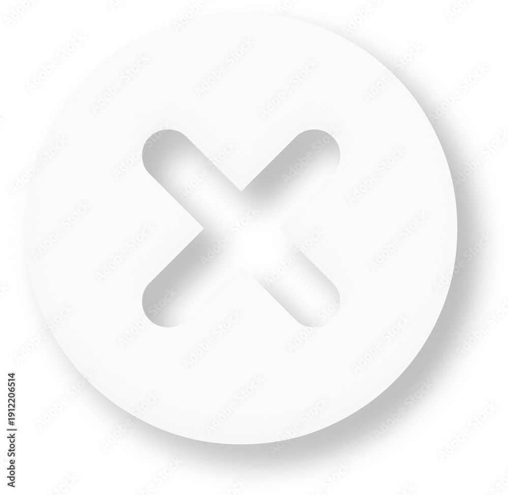 Obraz premium 3D Glossy Red Cross Mark Icon for Rejected Status, Error, Delete, and Negative Validation Symbols
