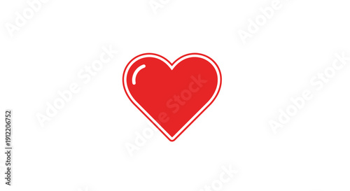 A universally recognized red heart graphic with a distinctive white outline, perfect for conveying deep affection, health, joy, and emotional well-being in various design and communication contexts