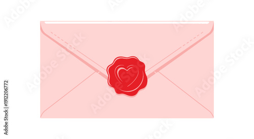 Elegant pink love letter envelope sealed with a vibrant red heart wax stamp, symbolizing heartfelt emotions and romantic communication for special occasions
