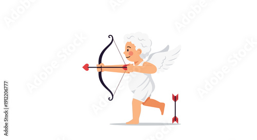A charming cherub aims his bow and arrow, ready to strike hearts with love, a classic symbol of romance and affection
