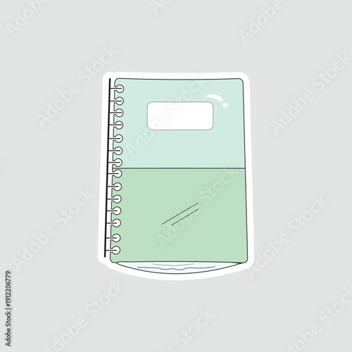 Spiral notebook vector sticker in soft green. Great for stationery, journaling, planning, or school-related digital and print projects