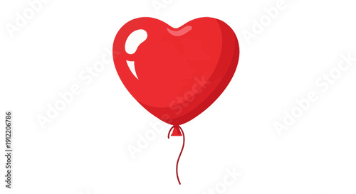 A single red heart-shaped balloon floating in the air on a white background, perfect for conveying love and affection
