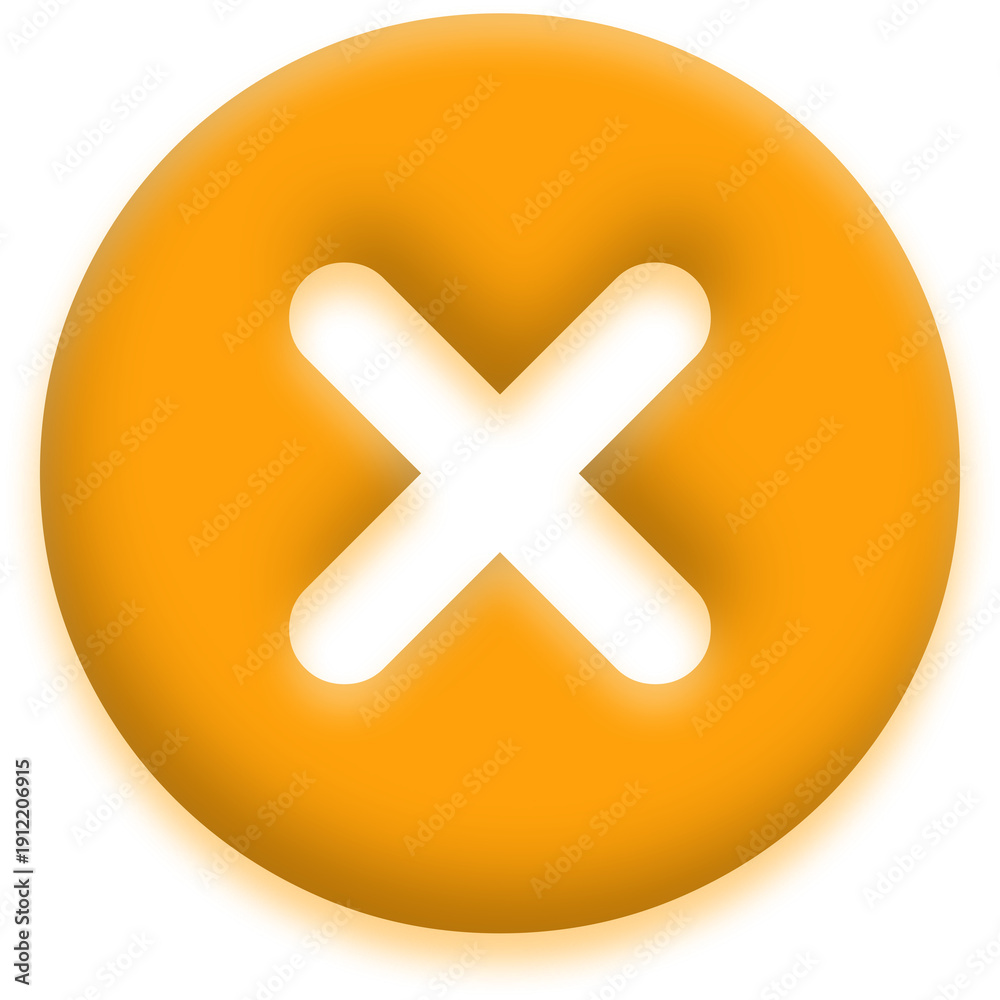 Fototapeta premium 3D Glossy Red Cross Mark Icon for Rejected Status, Error, Delete, and Negative Validation Symbols