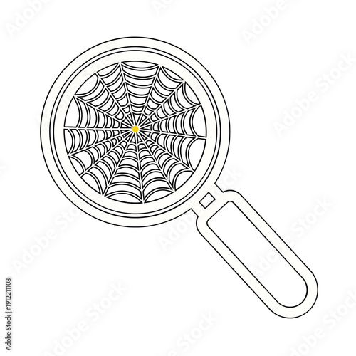 Magnifying glass with a spider web instead of lens - data mining and deep search concept