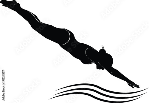 Swimmer diving into water with dynamic movement